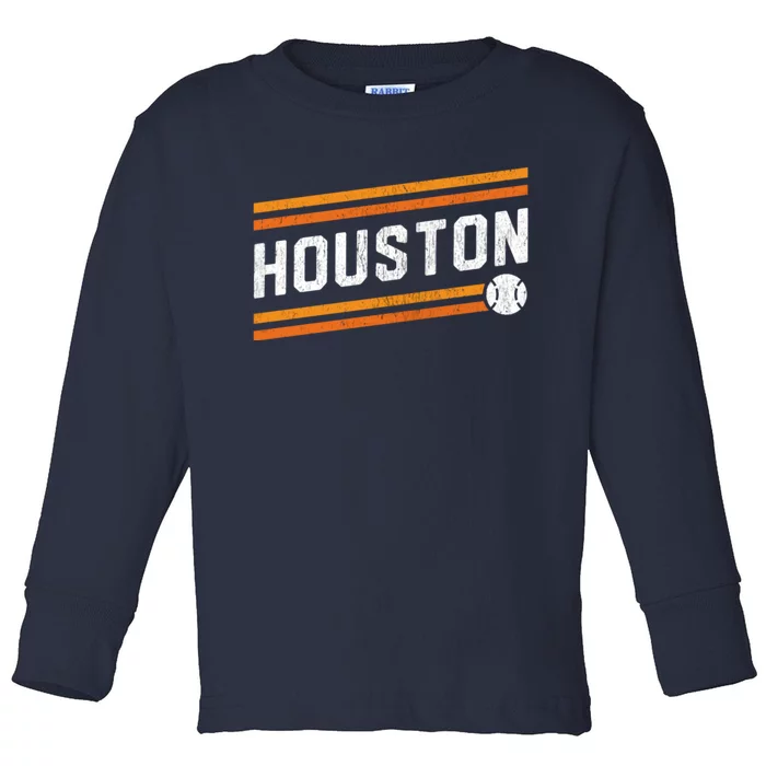 Houston Baseball Retro Vintage Toddler Long Sleeve Shirt