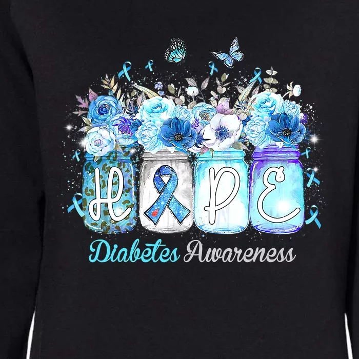 Hope Blue Ribbon Flower Jars Diabetes Awareness Womens California Wash Sweatshirt