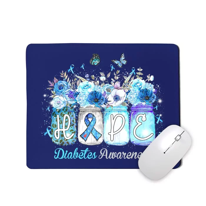 Hope Blue Ribbon Flower Jars Diabetes Awareness Mousepad