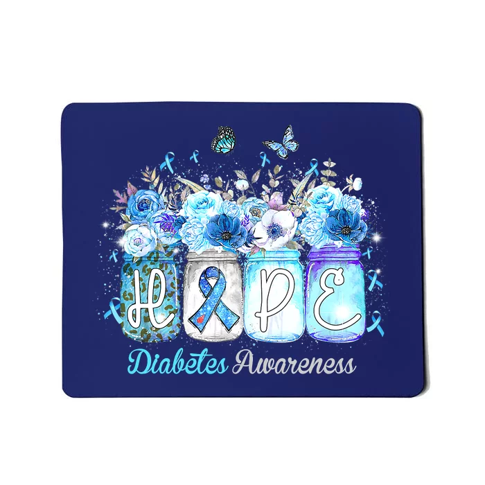 Hope Blue Ribbon Flower Jars Diabetes Awareness Mousepad