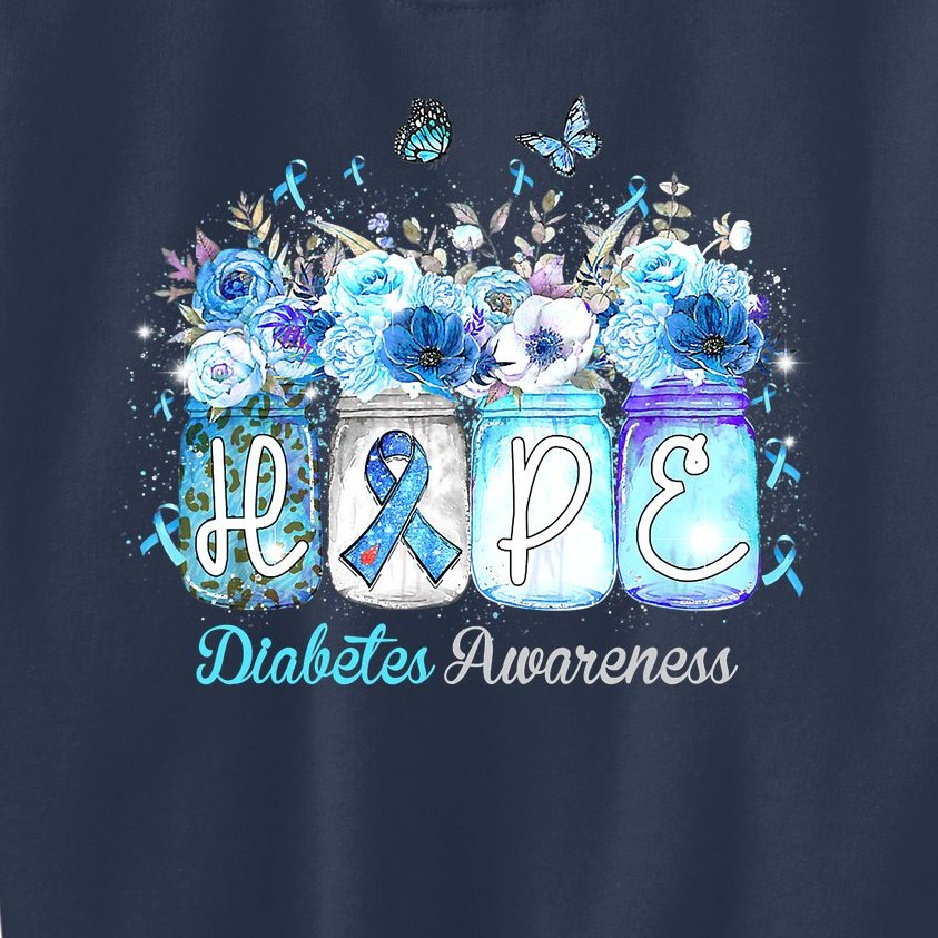 Hope Blue Ribbon Flower Jars Diabetes Awareness Kids Sweatshirt