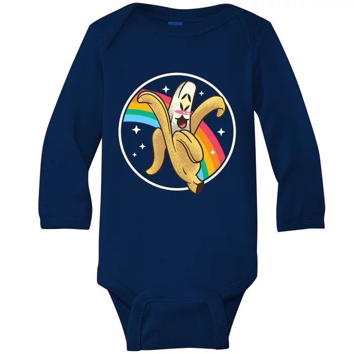 Happy Banana Rainbow Japan Style Otaku Kawaii Vaporwave Gift Baby Long Sleeve Bodysuit