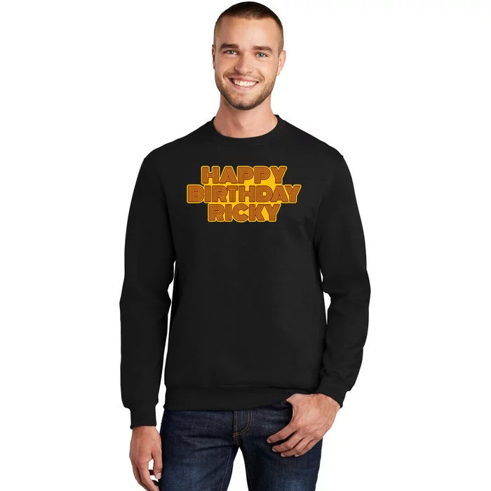 Happy Birthday Ricky Personalized Name Retro Typography Sweatshirt