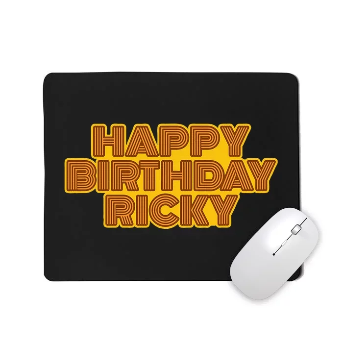 Happy Birthday Ricky Personalized Name Retro Typography Mousepad