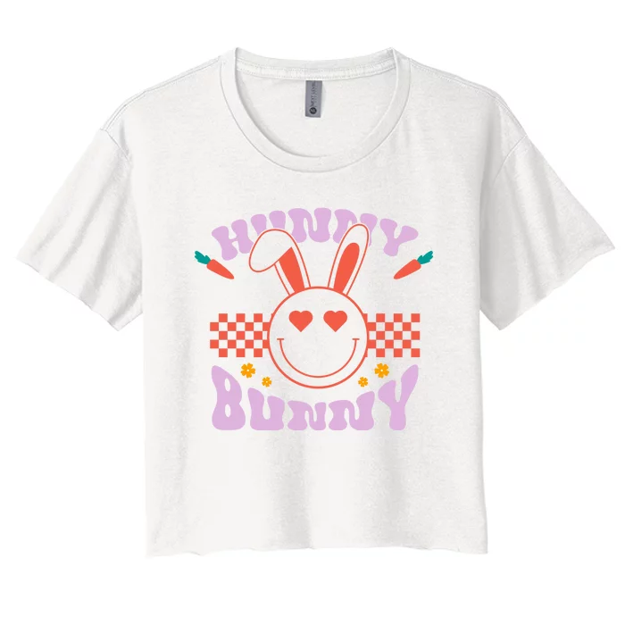 Hunny Bunny Retro Easter Holiday Women's Crop Top Tee