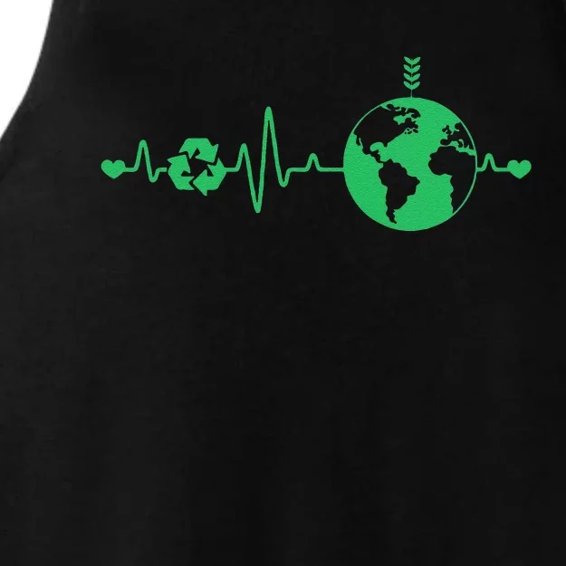 Heart Beat Recycle Earth Day Recycling Love Earth Ladies Tri-Blend Wicking Tank