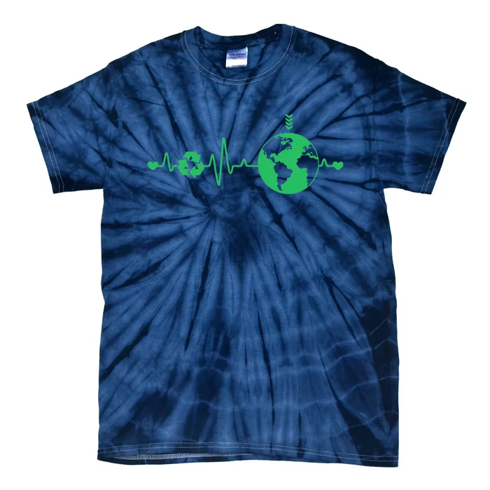 Heart Beat Recycle Earth Day Recycling Love Earth Tie-Dye T-Shirt