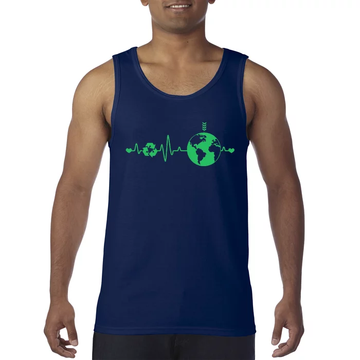 Heart Beat Recycle Earth Day Recycling Love Earth Tank Top