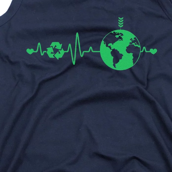 Heart Beat Recycle Earth Day Recycling Love Earth Tank Top