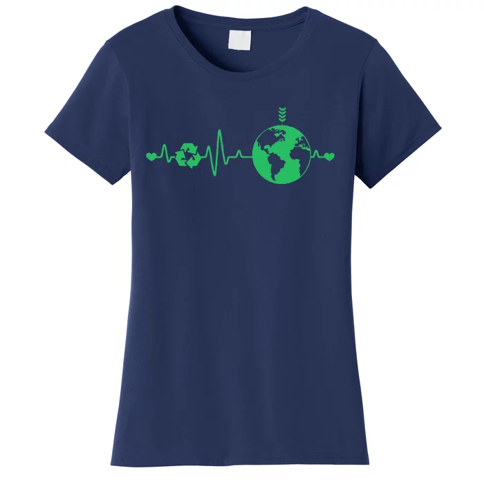 Heart Beat Recycle Earth Day Recycling Love Earth Women's T-Shirt