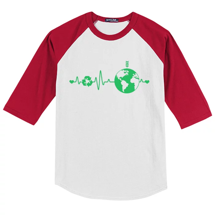 Heart Beat Recycle Earth Day Recycling Love Earth Kids Colorblock Raglan Jersey