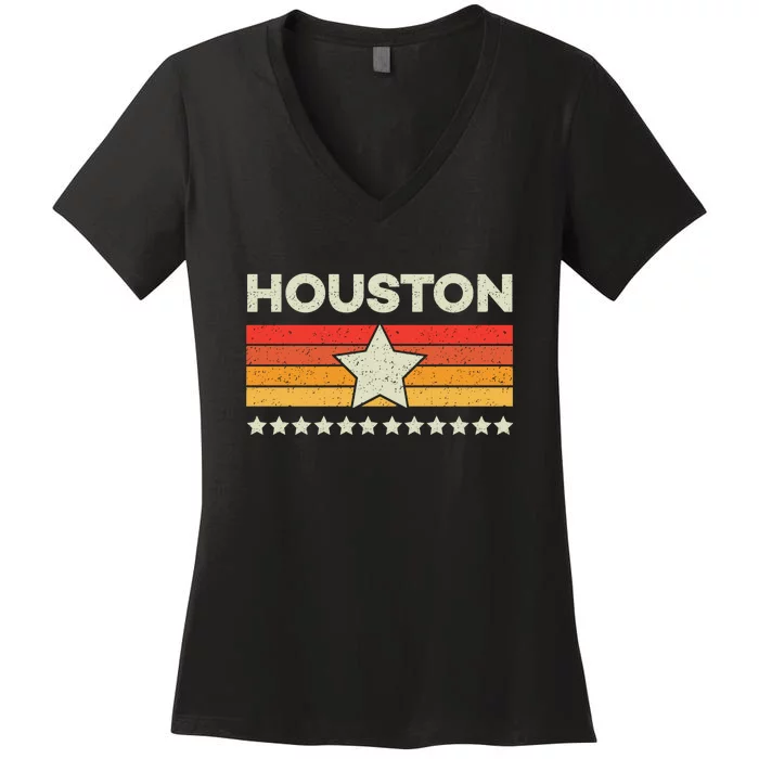 Houston Baseball Retro Vintage Women's V-Neck T-Shirt