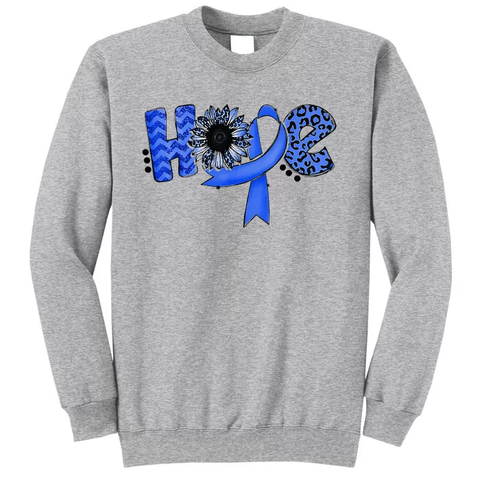 Hope Blue Ribbon Sunflower Colorectal Colon Cancer Awareness Tall Sweatshirt