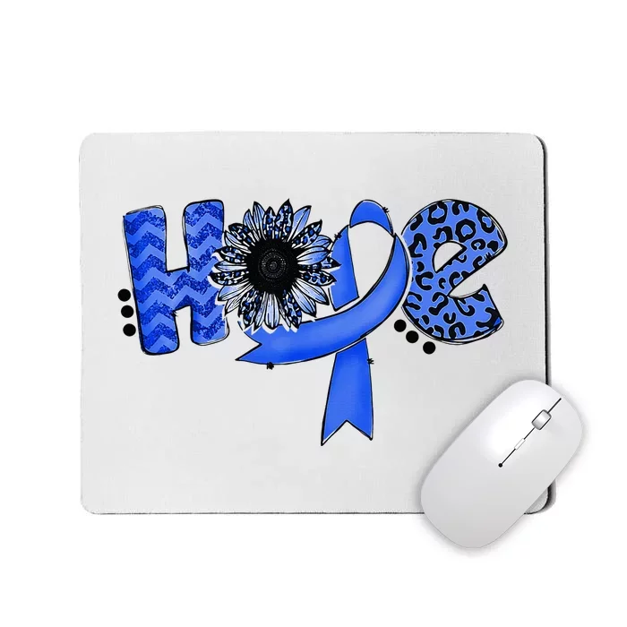 Hope Blue Ribbon Sunflower Colorectal Colon Cancer Awareness Mousepad