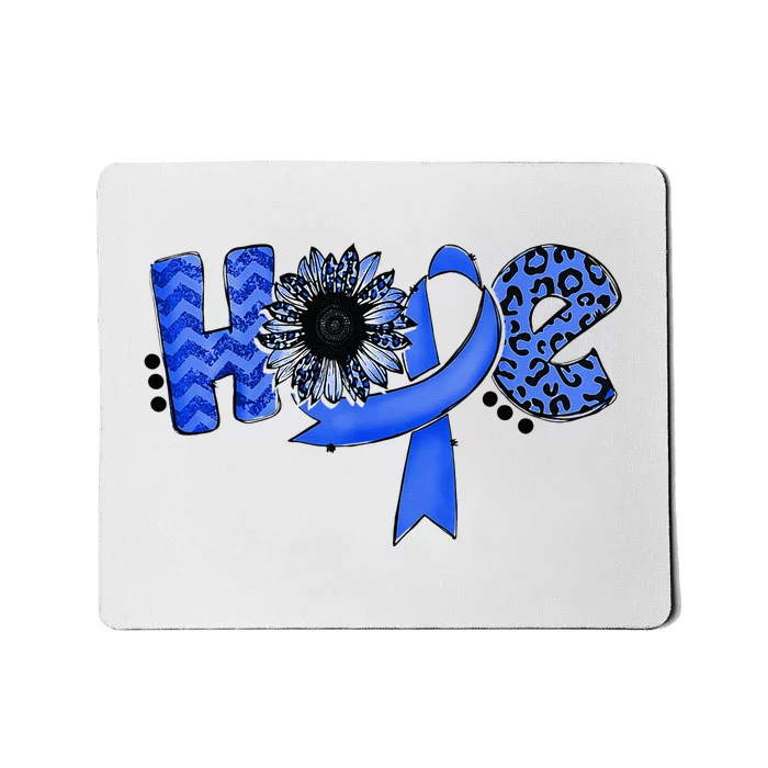 Hope Blue Ribbon Sunflower Colorectal Colon Cancer Awareness Mousepad