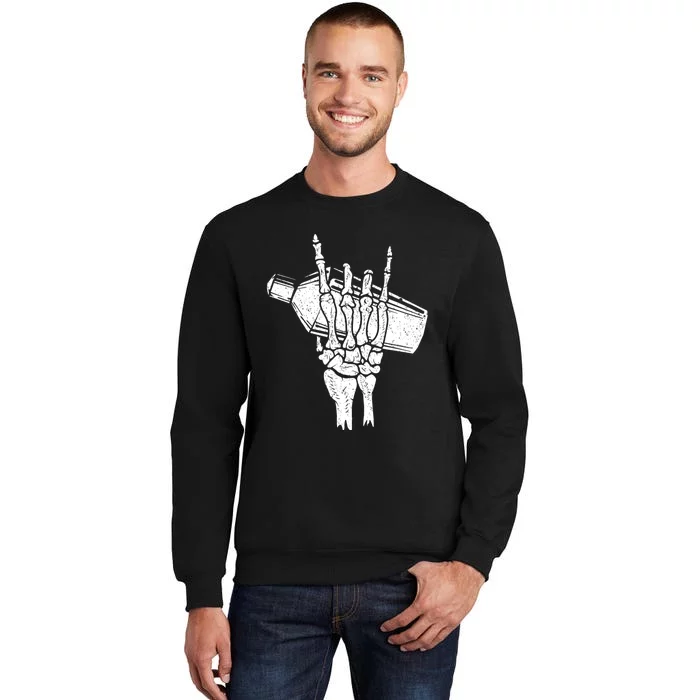 Halloween Bartender Rock On Hand Shaker Skeleton Bartending Tall Sweatshirt