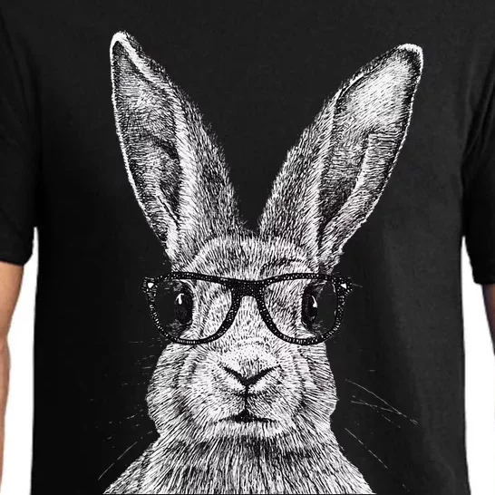 Hipster Bunny Rabbit Wearing Glasses Funny Drawing Pajama Set