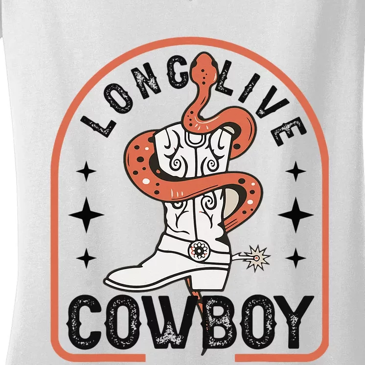 Howdy Bronc Rodeo Cow Boot Riding Horse Women's V-Neck T-Shirt