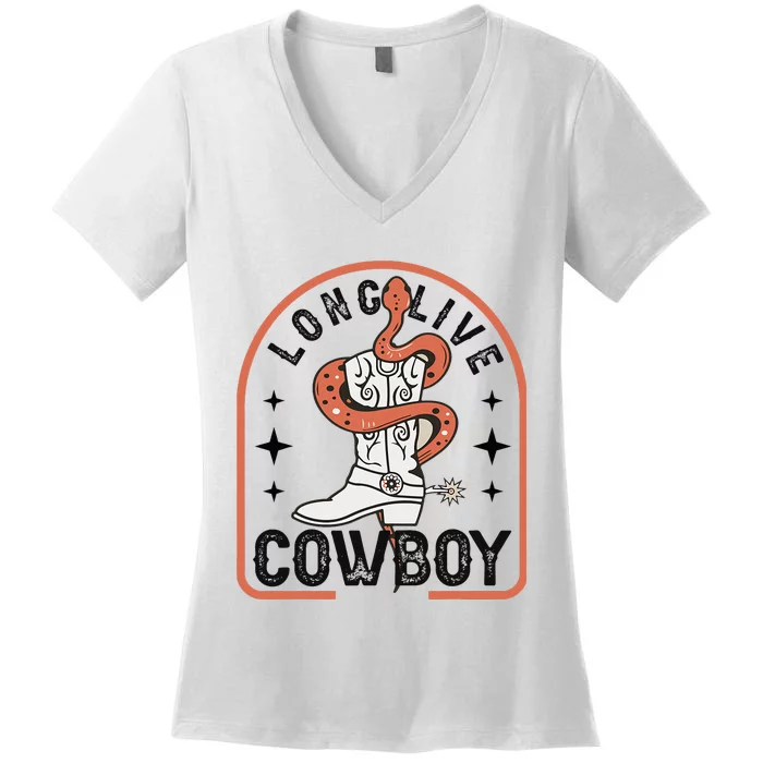 Howdy Bronc Rodeo Cow Boot Riding Horse Women's V-Neck T-Shirt