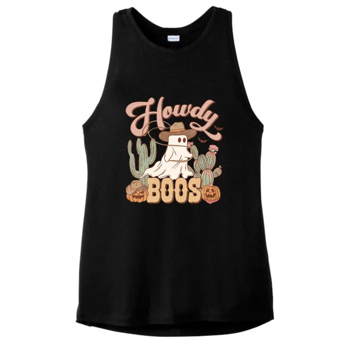 Howdy Boo Retro Western Halloween For Cowboy Cowgirl Gift Ladies Tri-Blend Wicking Tank