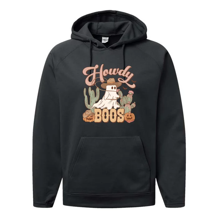 Howdy Boo Retro Western Halloween For Cowboy Cowgirl Gift Performance Fleece Hoodie