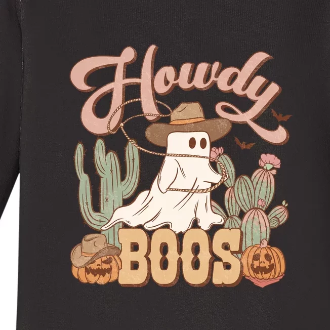 Howdy Boo Retro Western Halloween For Cowboy Cowgirl Gift Baby Long Sleeve Bodysuit