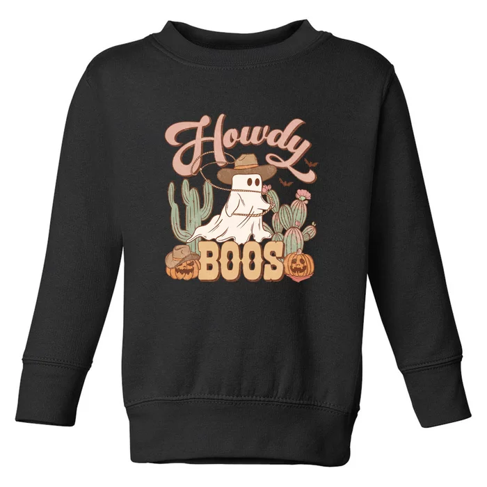 Howdy Boo Retro Western Halloween For Cowboy Cowgirl Gift Toddler Sweatshirt