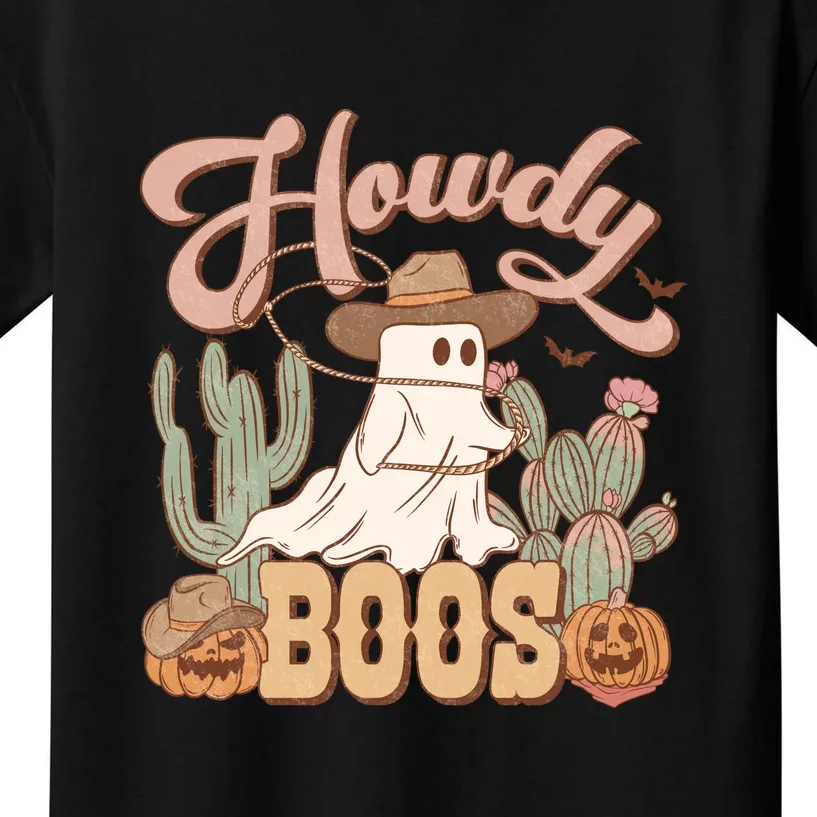 Howdy Boo Retro Western Halloween For Cowboy Cowgirl Gift Kids T-Shirt