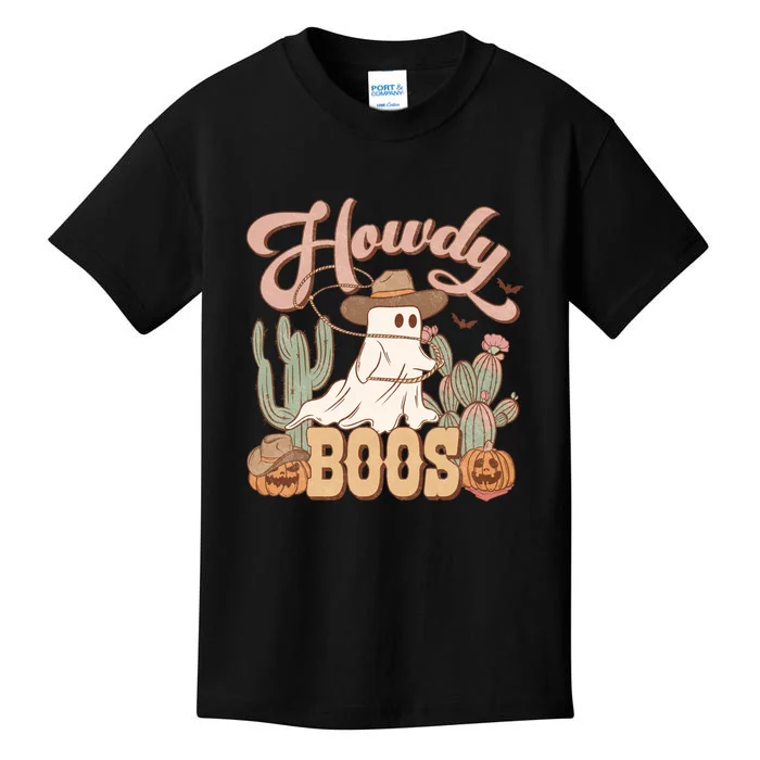 Howdy Boo Retro Western Halloween For Cowboy Cowgirl Gift Kids T-Shirt