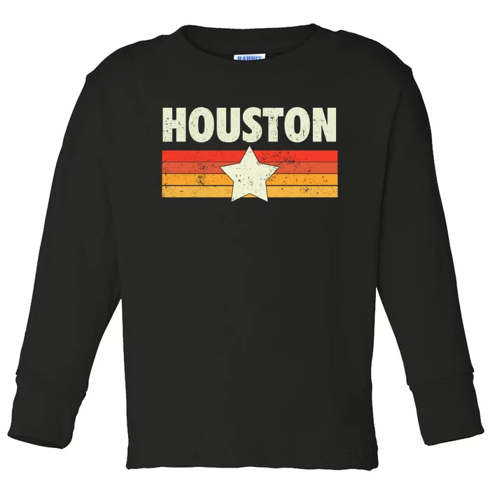 Houston Baseball Retro Vintage Gift Toddler Long Sleeve Shirt