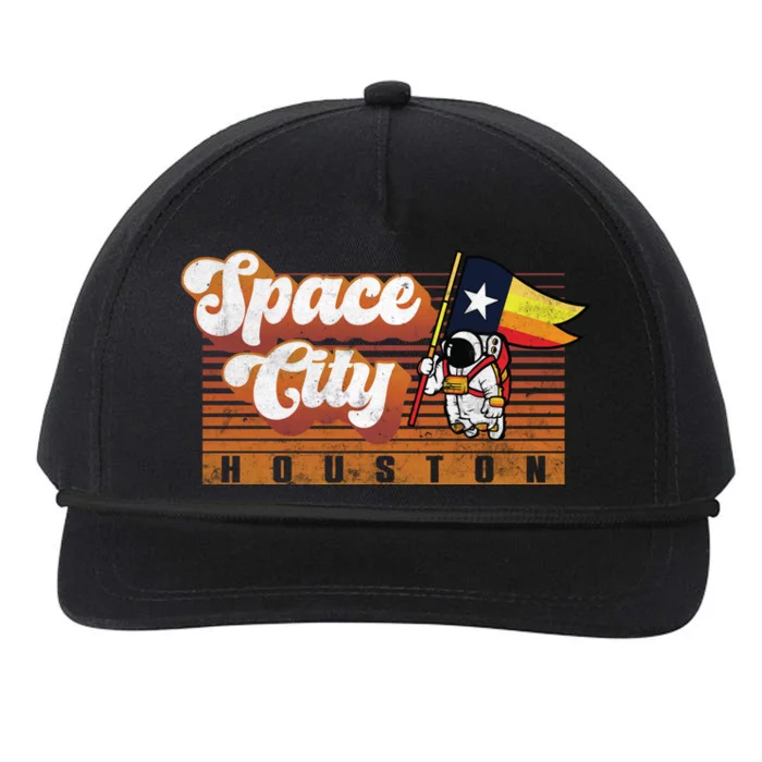 Houston Baseball Space City Astronaut Retro Distressed Snapback Five-Panel Rope Hat