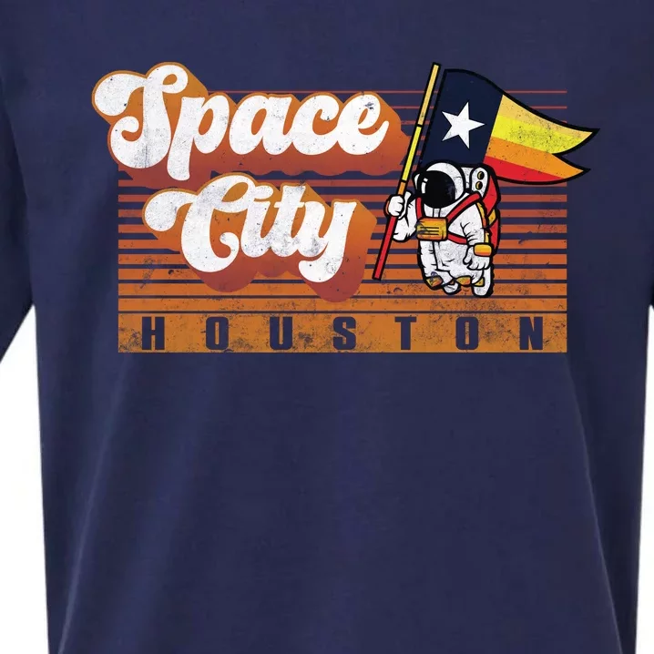 Houston Baseball Space City Astronaut Retro Distressed Sueded Cloud Jersey T-Shirt