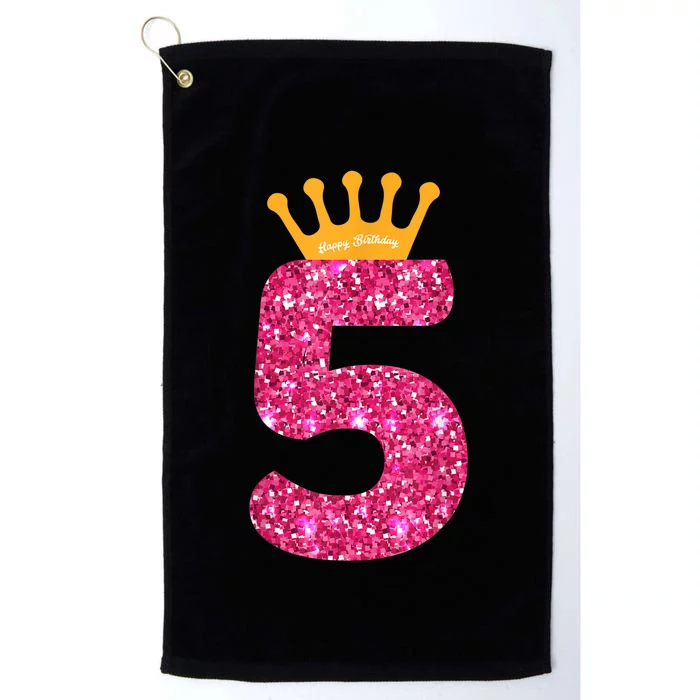 Happy Birthday Shirt, Girls 5th Party 5 Years Old Bday Platinum Collection Golf Towel