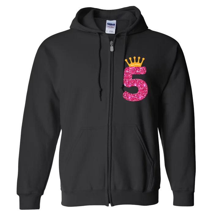 Happy Birthday Shirt, Girls 5th Party 5 Years Old Bday Full Zip Hoodie