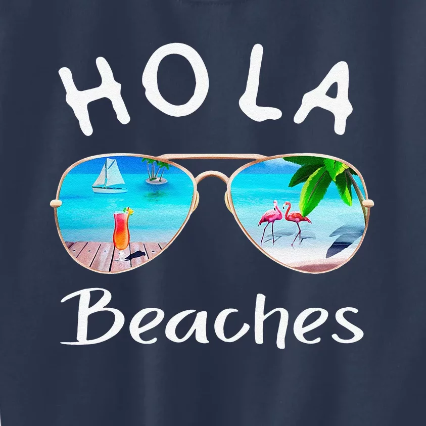 Hola Beaches Summer Sunglasses Flamingo Beach Ocean Kids Sweatshirt