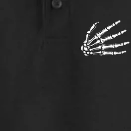 Halloween Boob Skeleton Hand On Breast Cancer Ribbon Dry Zone Grid Performance Polo