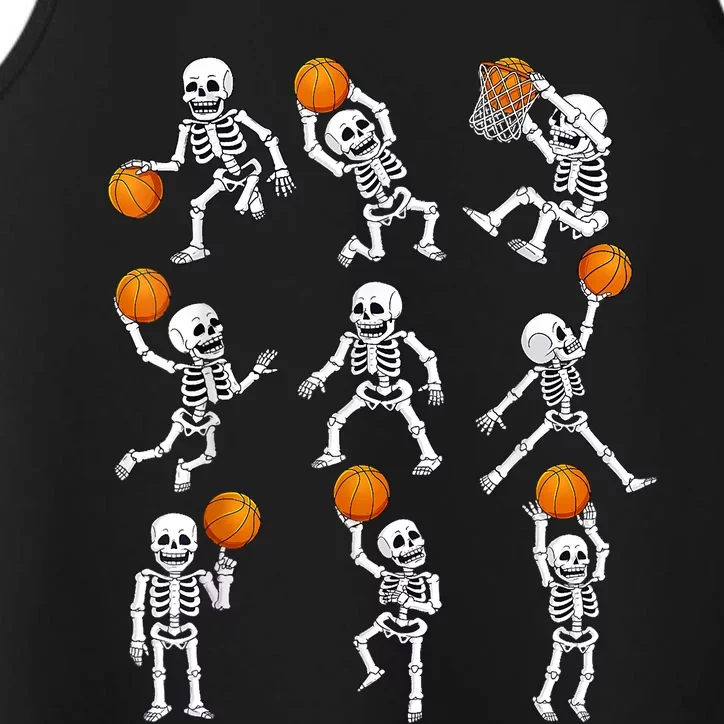 Halloween Basketball Skeletons Dunking Dribble Performance Tank