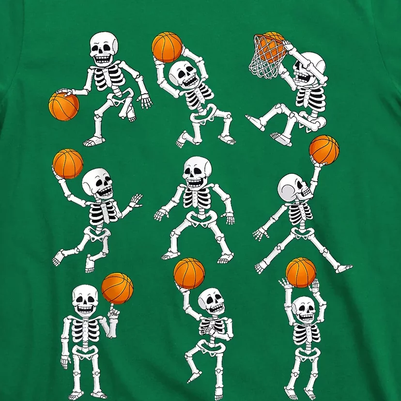 Halloween Basketball Skeletons Dunking Dribble T-Shirt