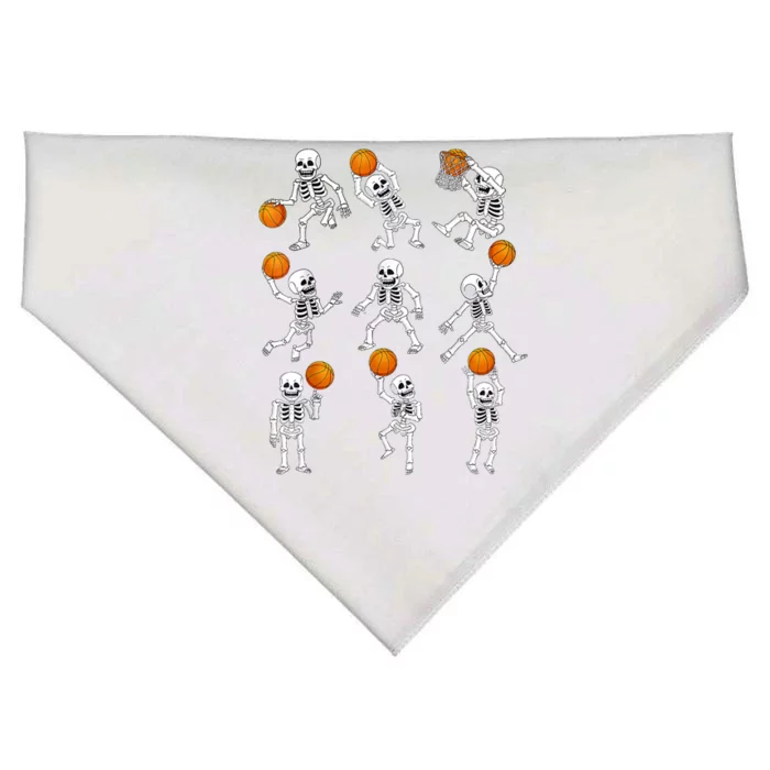 Halloween Basketball Skeletons Dunking Dribble USA-Made Doggie Bandana