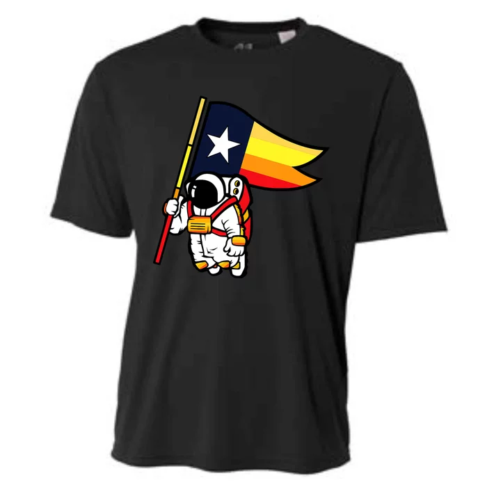 Houston Baseball Space City Astronaut Texas Flag Cooling Performance Crew T-Shirt