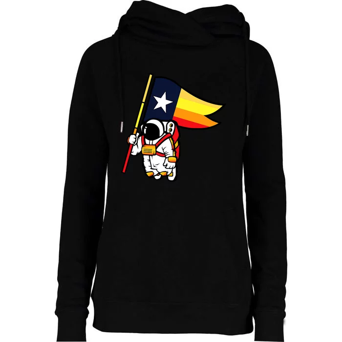 Houston Baseball Space City Astronaut Texas Flag Womens Funnel Neck Pullover Hood