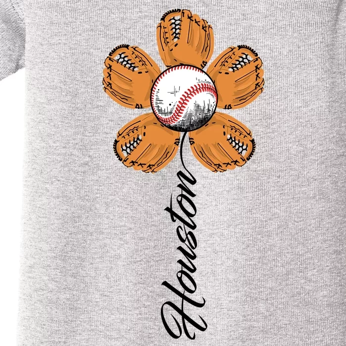 Houston Baseball Sunflower Baby Bodysuit