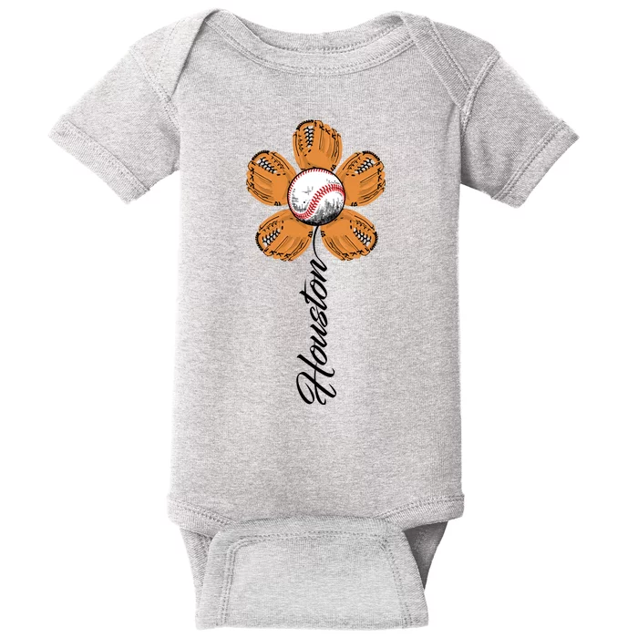 Houston Baseball Sunflower Baby Bodysuit