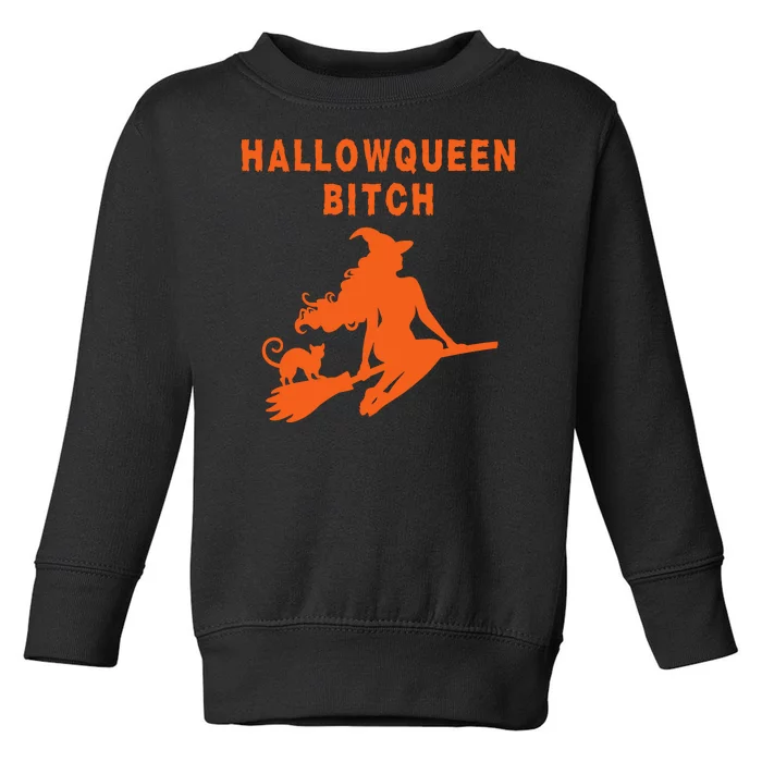 HallowQueen Bitch Spooky Bitch Halloween Costume Party Witch Funny Halloween Toddler Sweatshirt