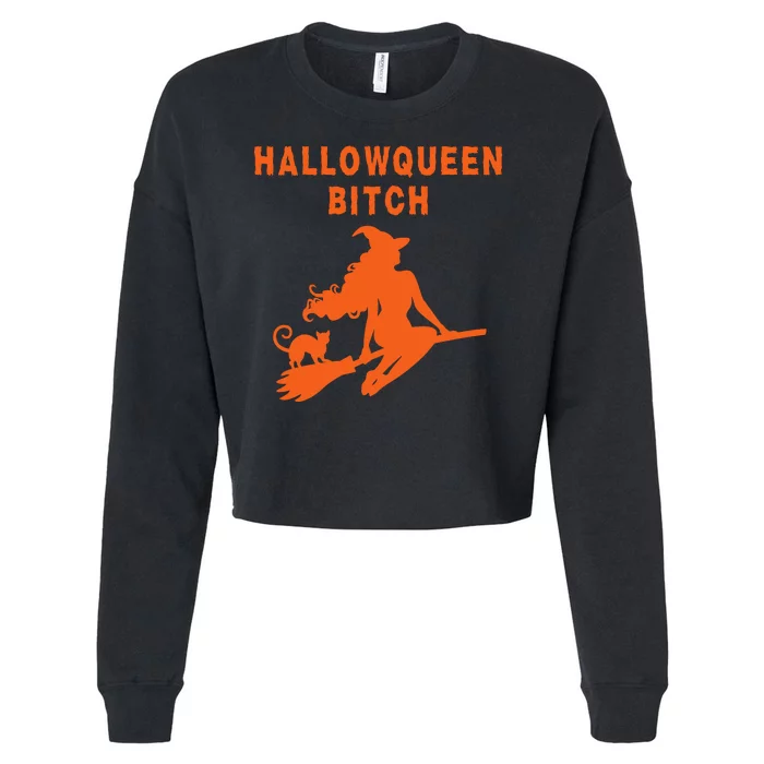 HallowQueen Bitch Spooky Bitch Halloween Costume Party Witch Funny Halloween Cropped Pullover Crew