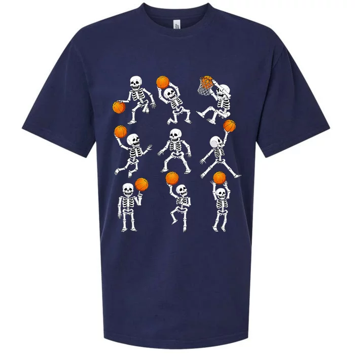 Halloween Basketball Skeletons Dunking Dribble Sueded Cloud Jersey T-Shirt