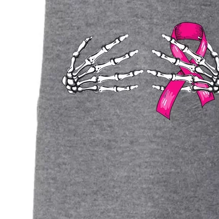 Halloween Boob Skeleton Hand On Breast Cancer Ribbon Doggie 3-End Fleece Hoodie