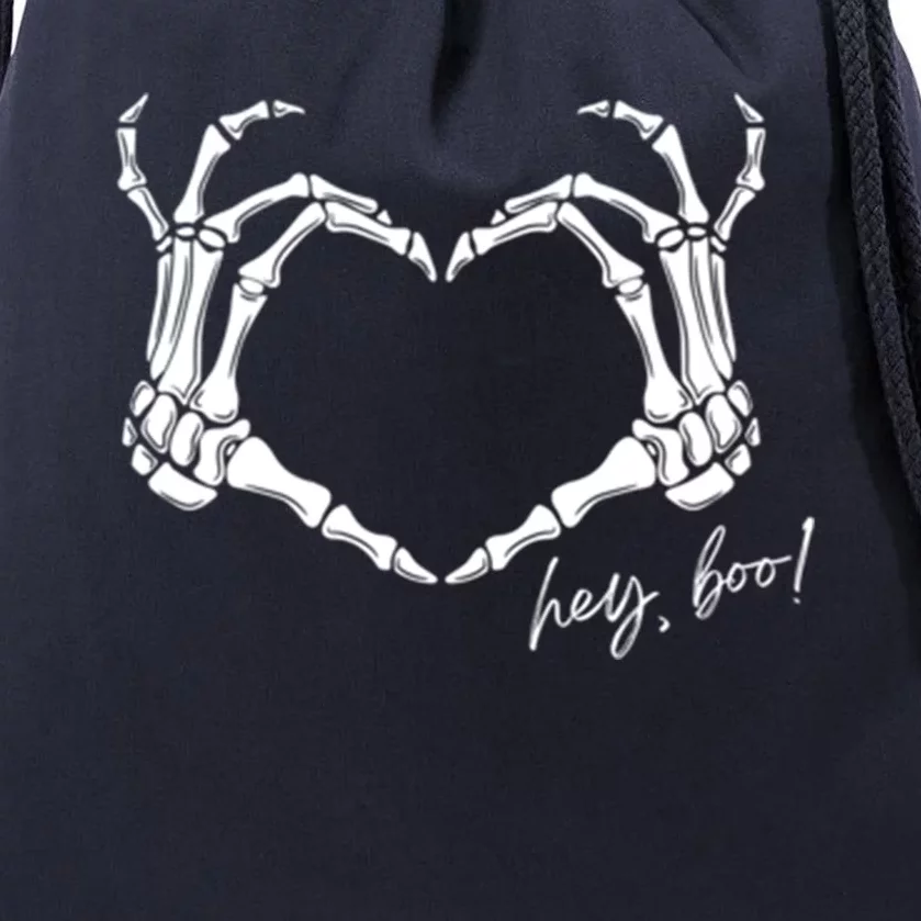 Hey Boo Skeleton Heart Shape Hands Sweethearts Lovers Cool Gift Drawstring Bag