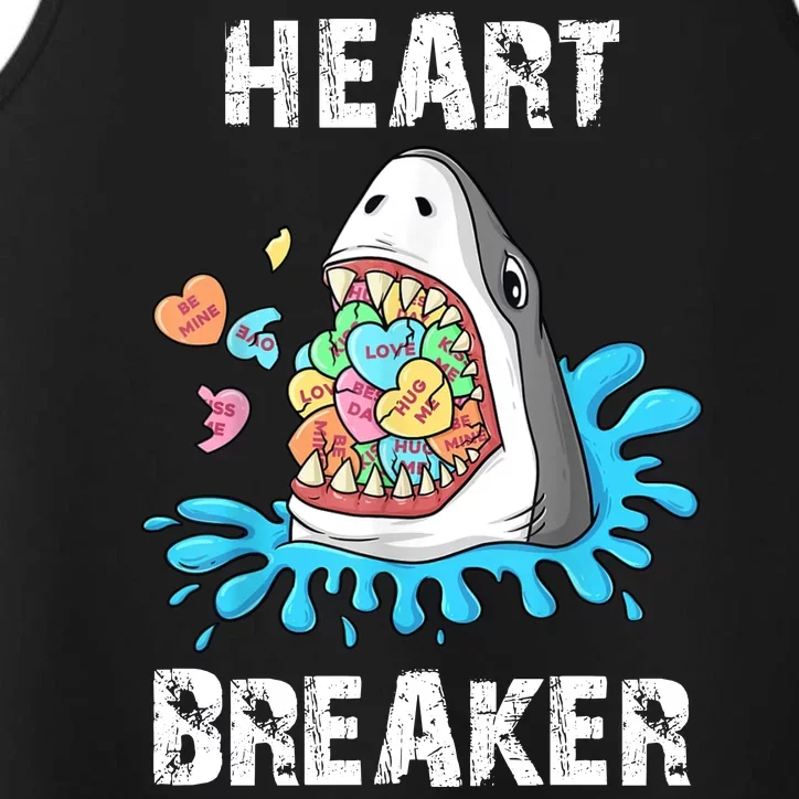 Heart Breaker Shark Funny Valentines Day Performance Tank