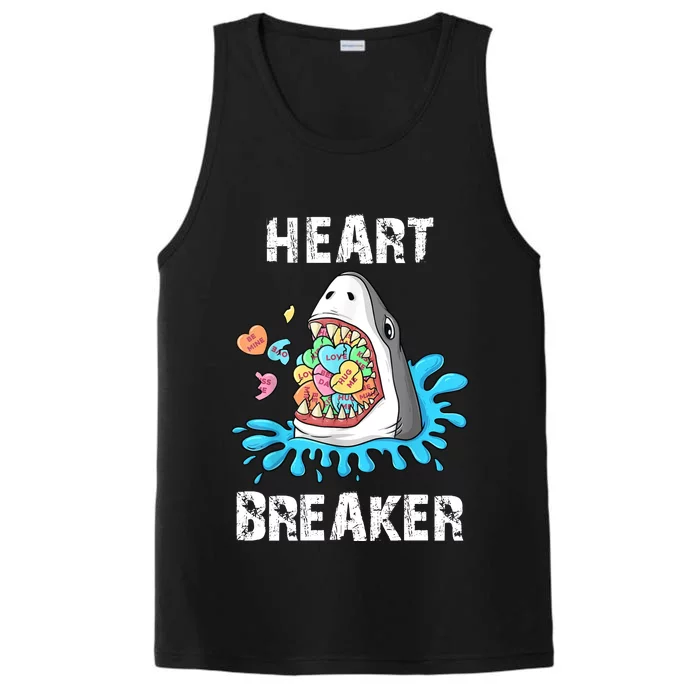 Heart Breaker Shark Funny Valentines Day Performance Tank